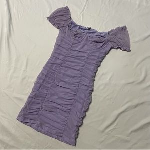 Fashion Nova Bandage Purple Mini Dress Bodycon Ruched Short Sleeve Polyester S